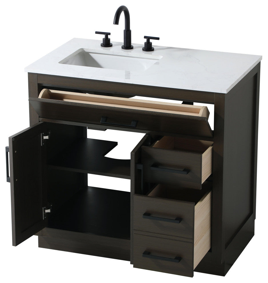 Home Living 36" Single Bathroom Vanity, Mocha Brown
