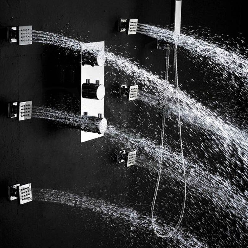 Juno 24"LED Rain Shower Head Thermostatic Shower Valve Set