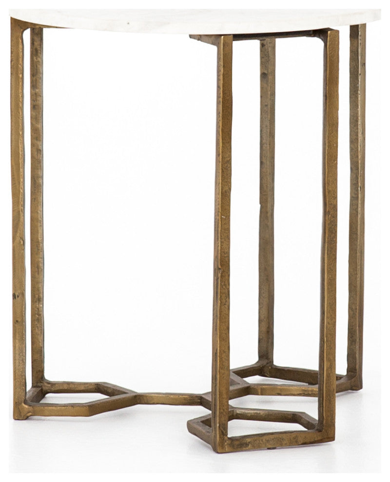 Naomi Marble End Table-Raw Brass