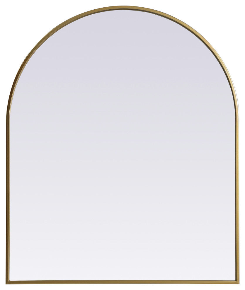 Metal Frame Arch Mirror 30X36 Inch, Brass