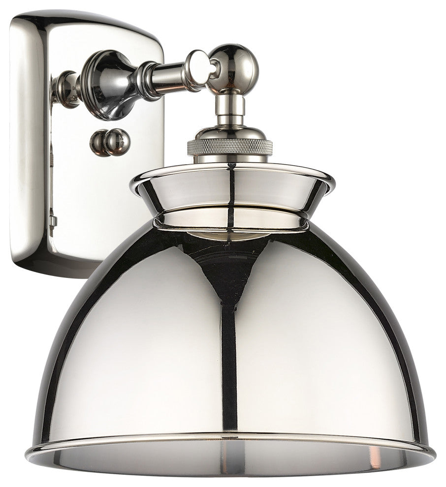 Adirondack 1-Light 8" Wall-Mounted Sconce, Polished Nickel Shade