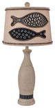 Cottage Pale Gray and Navy Casual Table Lamp With Ribbed Accent