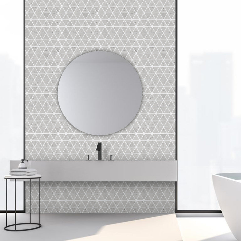 Burgos White Marble Mosaic Floor and Wall Tile, Sample