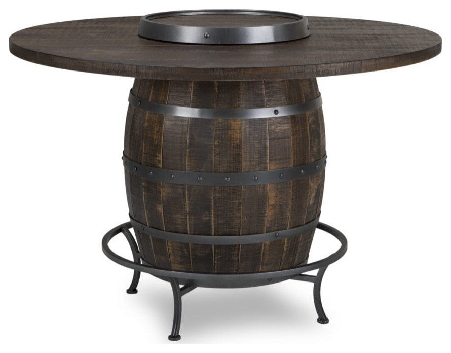 Unique Round 54" Counter Height Rustic Barrell Pub Table