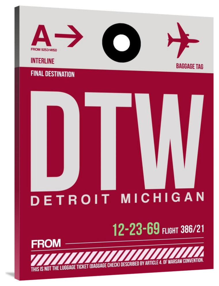 "DTW Detroit  Luggage Tag 1" Fine Art Print