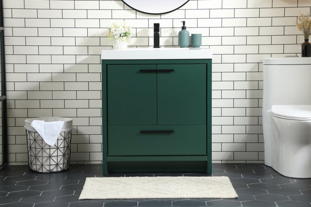 Walker 30" Single Bathroom Vanity, Green