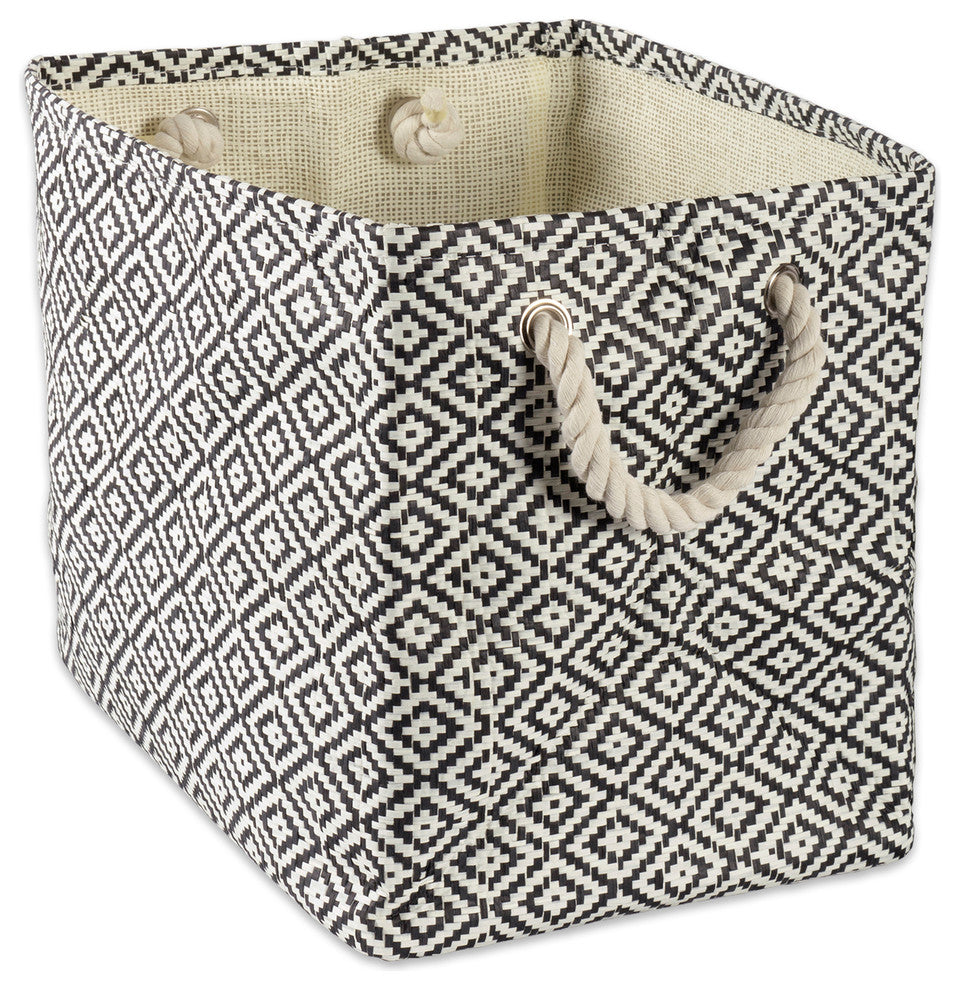DII Paper Bin Geo Diamond Black Rectangle Medium 15x10x12"