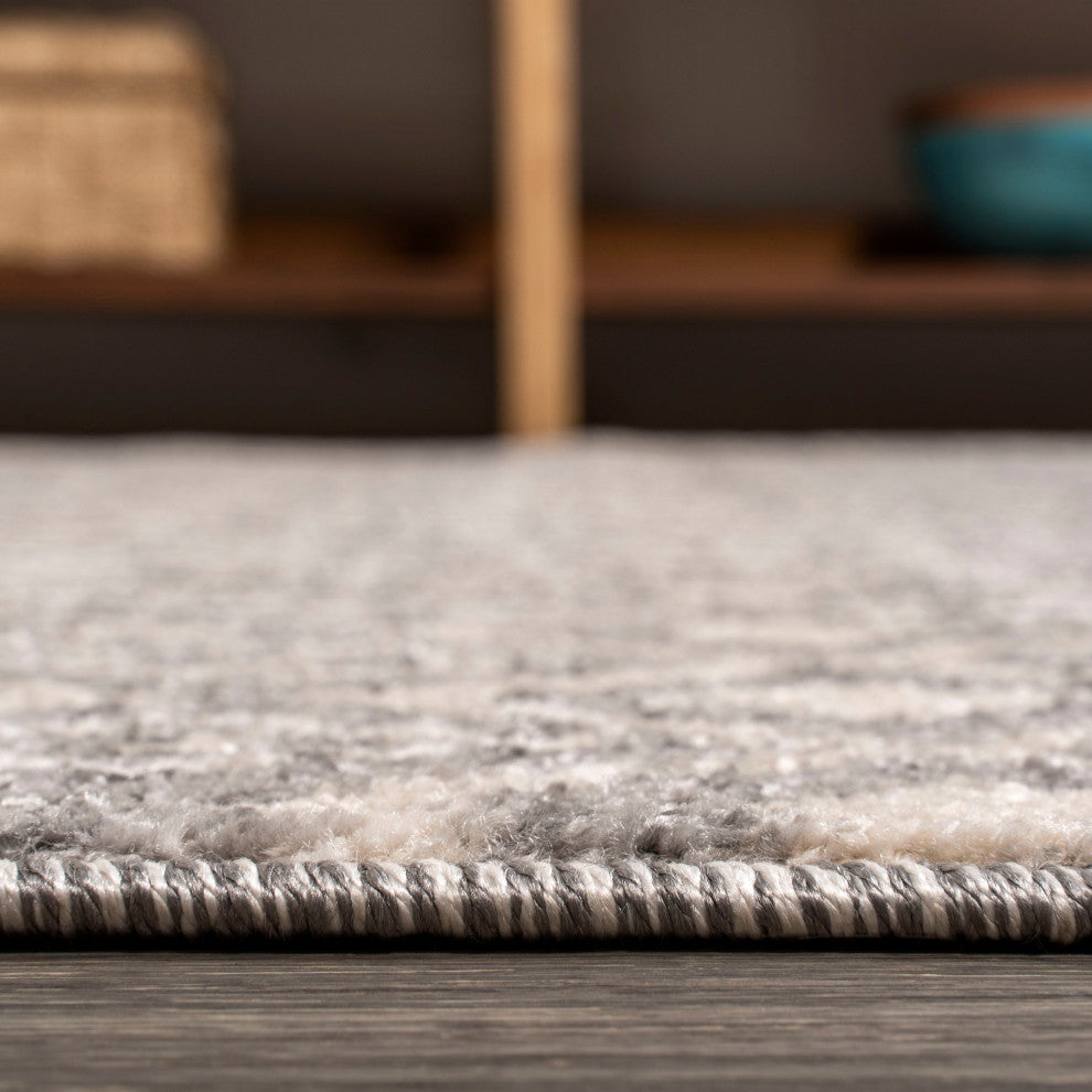 Ifrane Berber Geometric Stripe Runner Rug, Gray/Cream, 4x6
