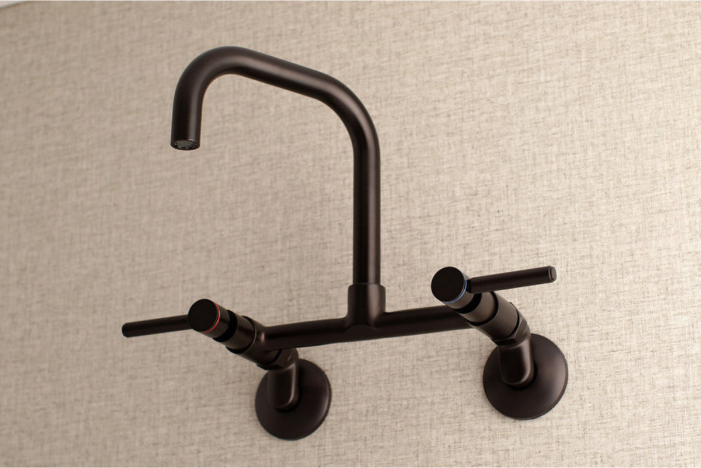 Kingston Brass Two-Handle Wall Mount Kitchen Faucet, Oil Rubbed Bronze