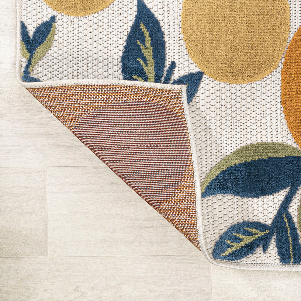 Limone Bold Lemon High-Low Indoor/Outdoor Area Rug, Orange/Beige/Cream, 5 X 8