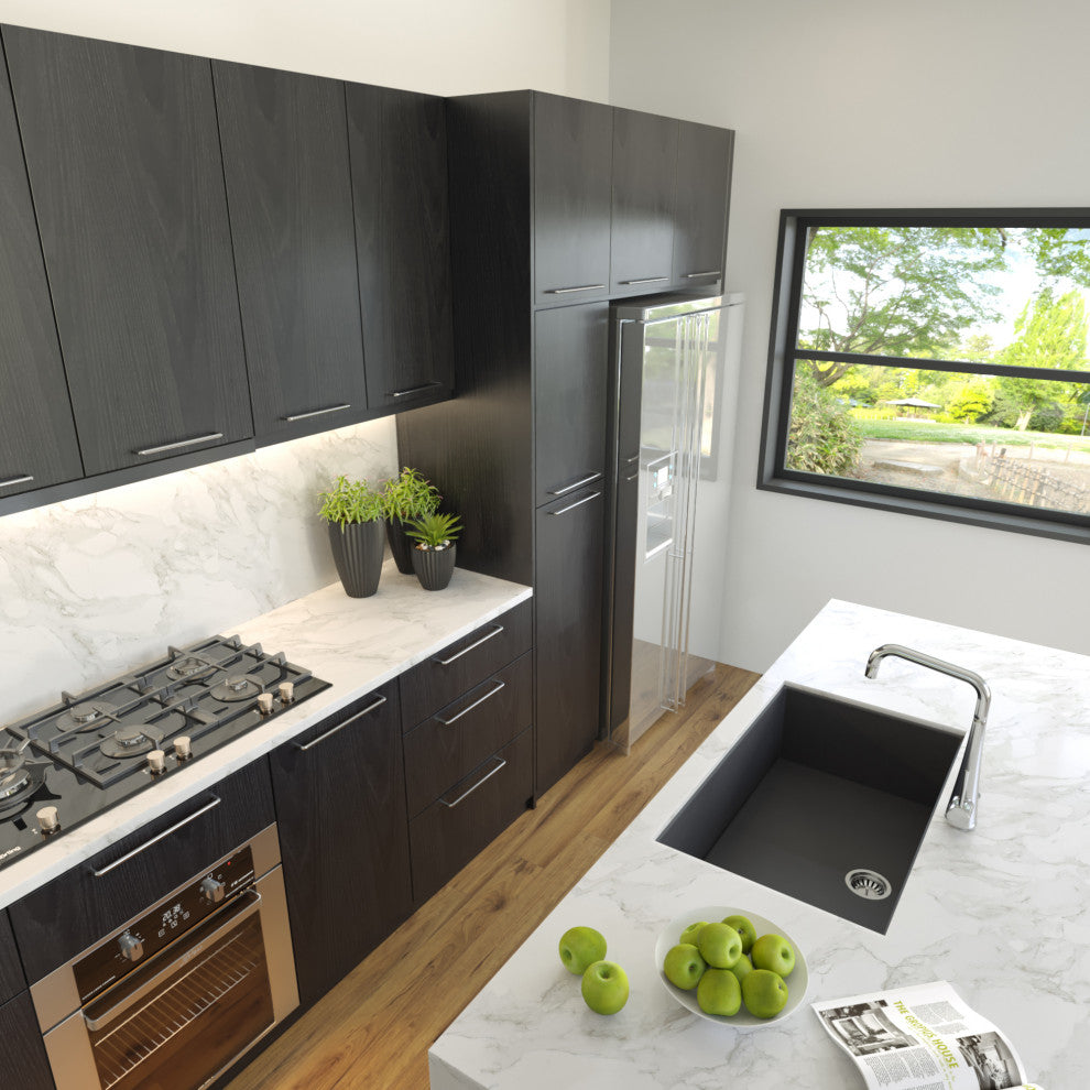Nantucket Sinks 33" Dual Mount Granite Composite Sink, Black