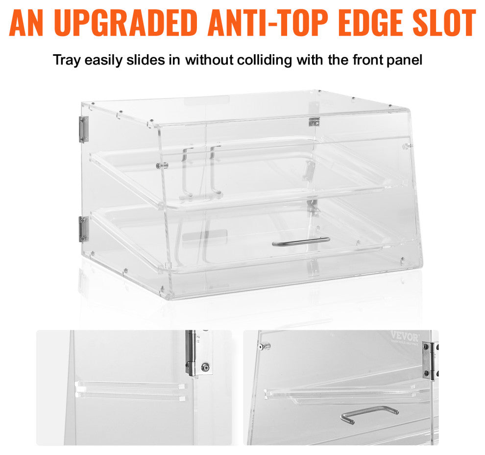 VEVOR 2-Tier Acrylic Bakery Display Case Countertop Donut Pastry Case Rear Door