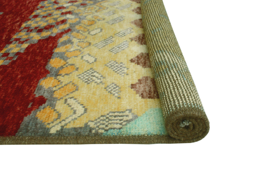 Vintage Distressed Idi Gold/Burgundy Rug, 3'5x4'11
