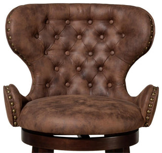 Bowery Hill Modern 30.5" Faux Leather Tufted Swivel Bar Stool in Chestnut