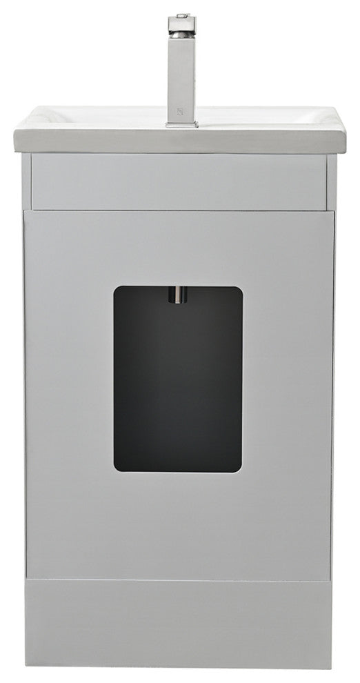 20" Single Sink Vanity With White Ceramic Sink Top, Light Gray