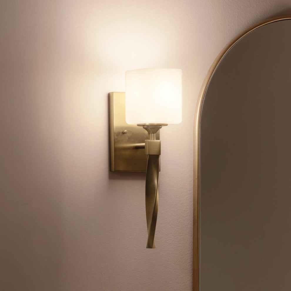 Marette 5" 1 Light Sconce, Satin Etched Opal Glass, Champagne Bronze