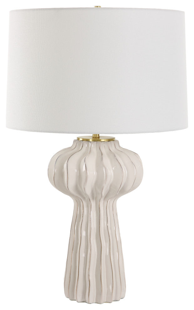 Uttermost Wrenley Ridged White Table Lamp