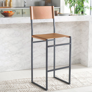 Safavieh Layne Barstool, Cognac/Black, Cognac/Black