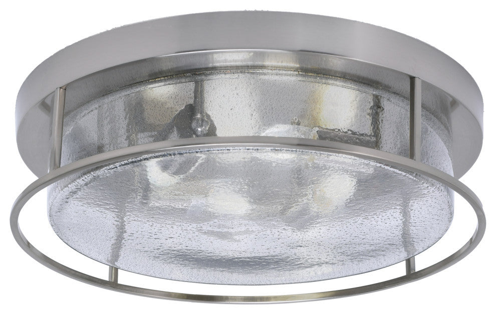18" 4-Light Flush Mount Light, Brushed Nickel, Smoke Bubble Glass
