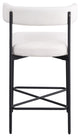 Rivage Durable Linen Textured Fabric Stool (Set of 2), Cream, Matte Black