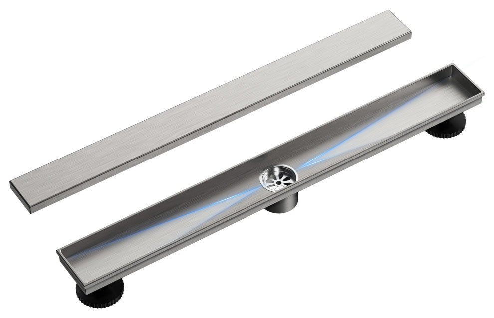 24" Stainless Steel Linear Shower Drain, Tile-In Pattern, Brushed Nickel