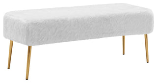 Soft-Touch Faux Fur Bedroom Bench, White