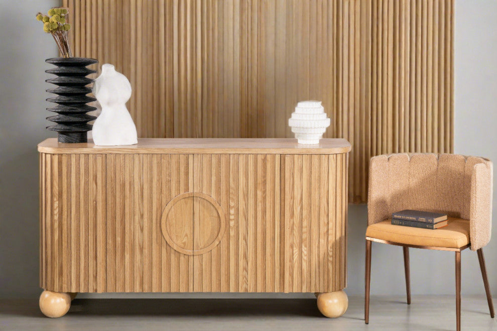 Lucca Fluted Sideboard Accent Cabinet With Ball Legs