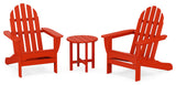 Polywood Classic 3-Piece Adirondack Chair Set With Table, Sunset Red