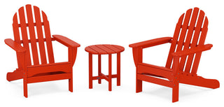Polywood Classic 3-Piece Adirondack Chair Set With Table, Sunset Red