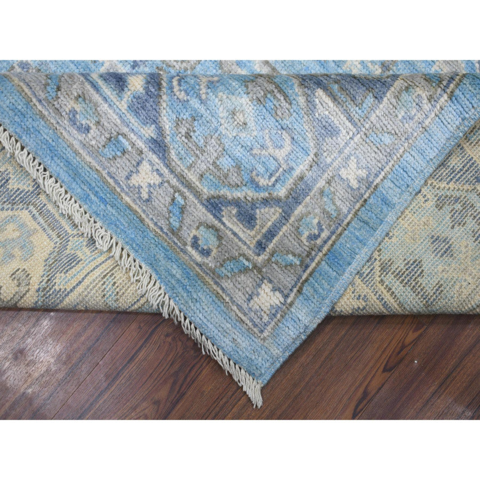 Light Blue, Hand Knotted Anatolian Village Inspired Wool Rug, 8'0"x9'6"
