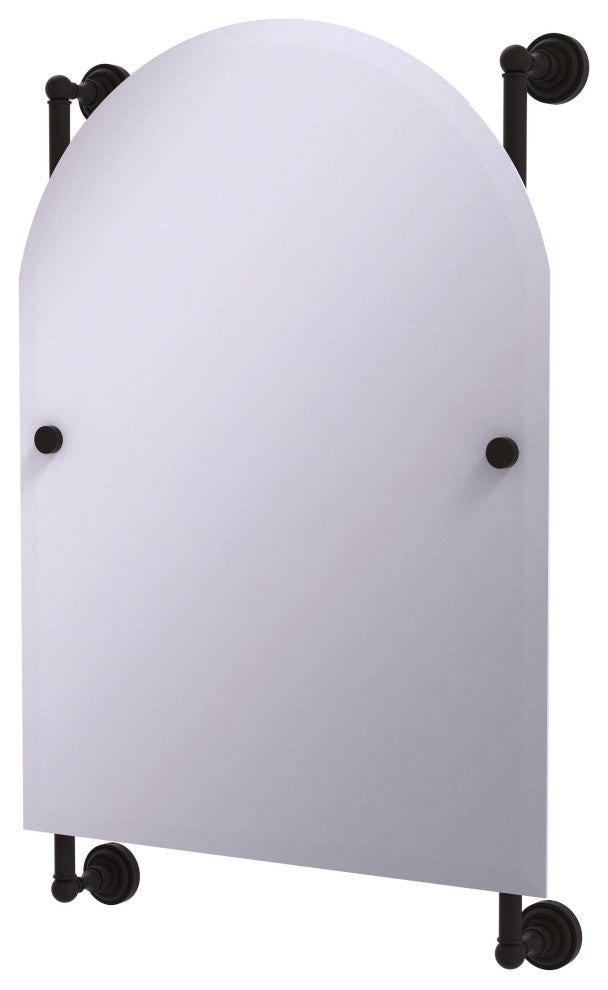Dottingham Arched Top Frameless Rail Mounted Mirror, Oil Rubbed Bronze