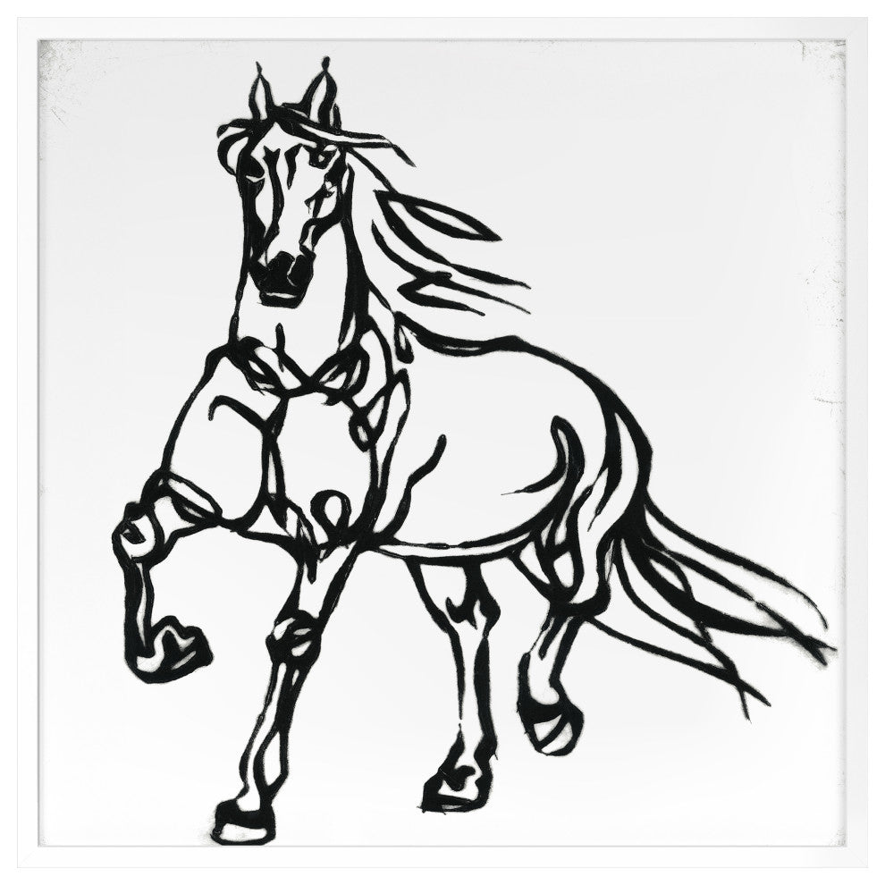 Line Equine 2 Fine Art Print, White, 20"x20"