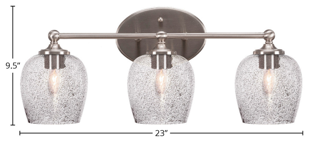 Capri 3-Light Bath Bar, Brushed Nickel/Smoke Bubble