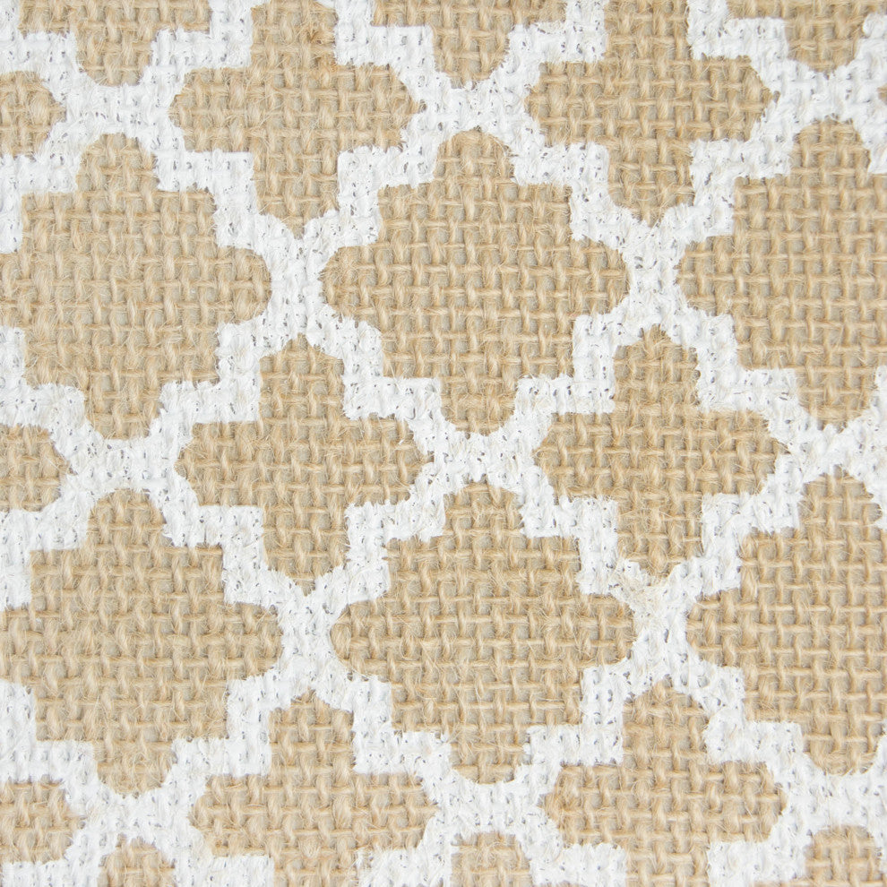 Burlap Bin Lattice White Round Large 15"x16"x16"