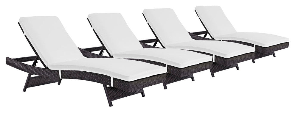 Espresso White Convene Chaise Outdoor Patio Set of 4