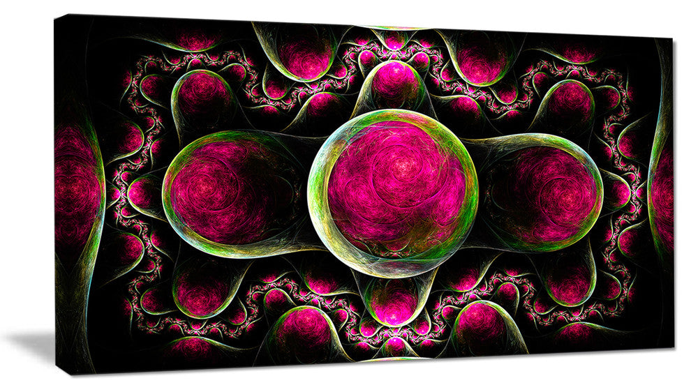 Pink Exotic Fractal Pattern, Abstract Art on Canvas, 40x20
