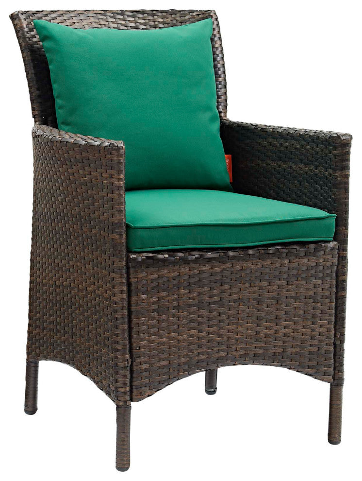 Brown Green Conduit Outdoor Patio Wicker Rattan Dining Armchair