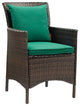 Brown Green Conduit Outdoor Patio Wicker Rattan Dining Armchair