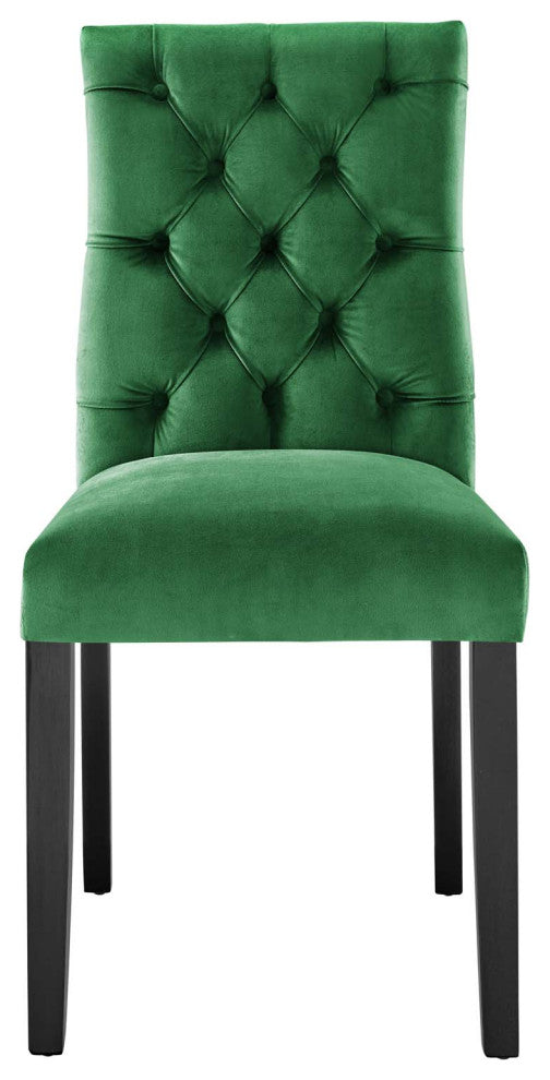 Side Dining Chair, Set of 2, Green, Velvet, Modern, Cafe Bistro Hospitality