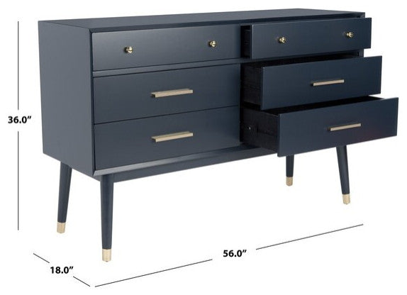 Safavieh Couture Madden Retro Dresser, Navy/Brass