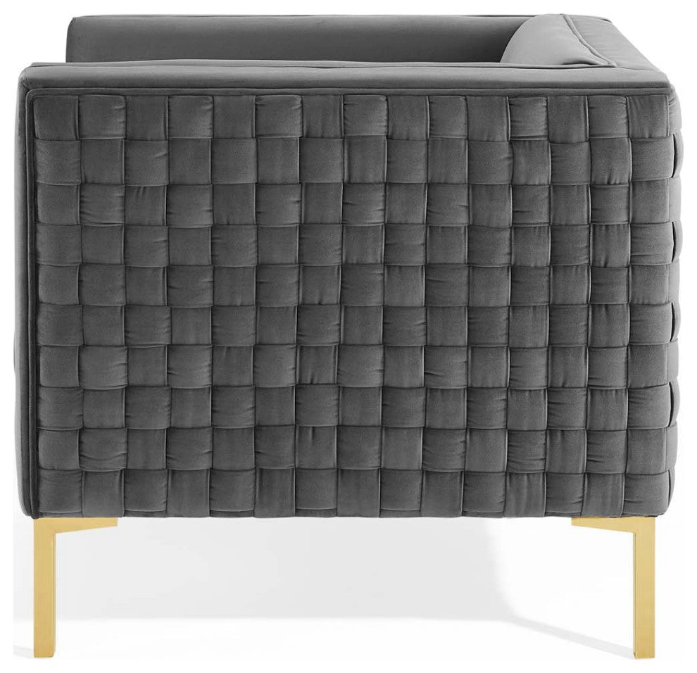Armchair Accent Chair, Velvet, Dark Gray, Modern, Living Lounge Hospitality