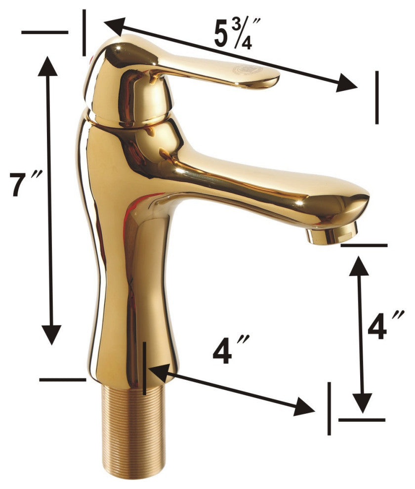Bathroom Single Hole Faucet Brass Total Height 7" Height, 4" From Spout