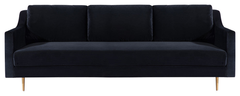 Milan Black Velvet Sofa - Black