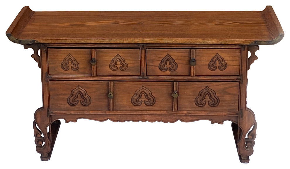 Oriental Asian Point Edge Chest of 3 Drawers Low Table Cabinet Hcs7294