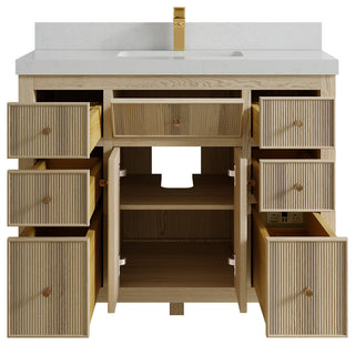 Sonoma Oak 42 Single Sink Bath Vanity with 2" Carrara Quartz