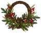 22" Mixed Pine and Cedar With Berries and Pine Cones Artificial Wreath NN4360