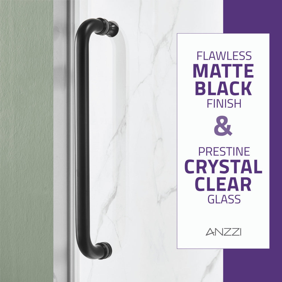 Madam Series 60 in. W x 76 in. H Frameless Sliding Shower Door in Matte Black