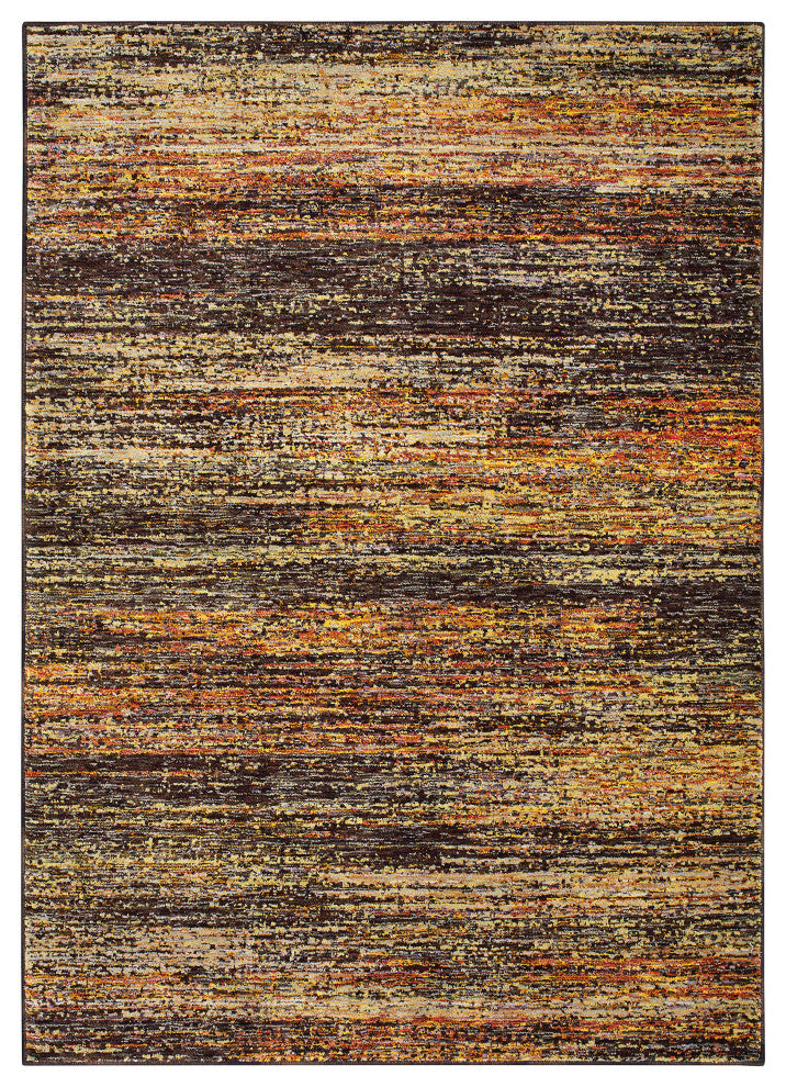 Aegina Motley Stripes Gold/Charcoal Area Rug, 5'3"x7'3"