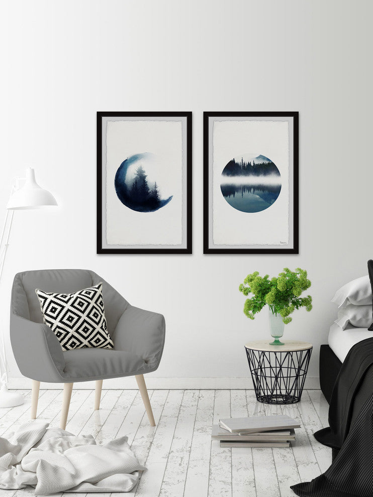 Forest Mountain Reflection Diptych, 32"x24"