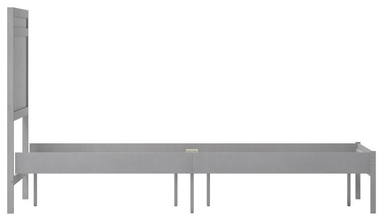 Kingston Solid Wood Platform Bed with Wooden Slats and Headboard, Gray, Full